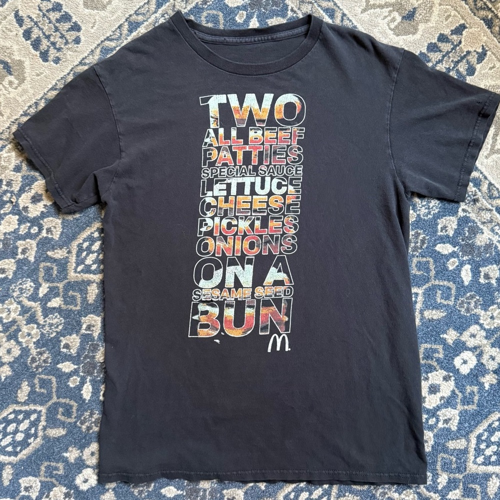 McDonald's Big Mac Slogan Graphic Tee Black Baby Tee‎ Size S M Y2K Nostalgia